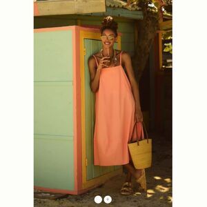 Anthropologie Self Contrast Bare Sleeveless Barrel Midi Dress